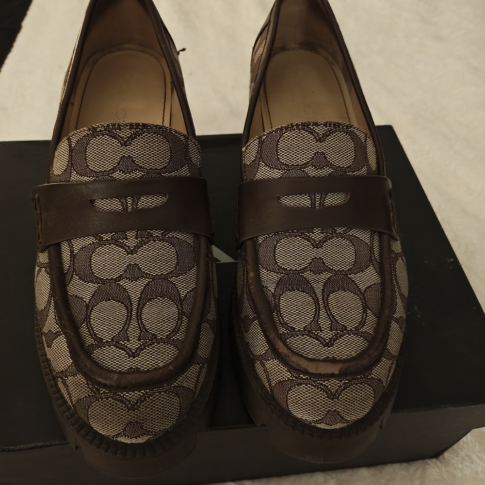 Coach Brown Patterned Women's Loafers - Picture 2 of 7
